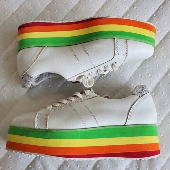Very Volatile Rainbow Stripe Leather Platform Sneakers - Picture 7 of 13